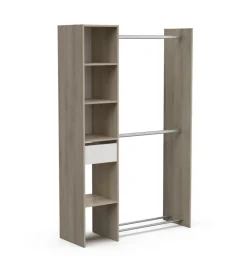 Cabina armadio "california" bianco e quercia, 118x39x183 cm