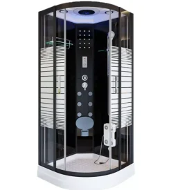 Cabina doccia idromassaggio "olimpia" con luci colorate in vetro e alluminio 80x80x220 cm