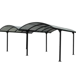 Carport auto in alluminio e policarbonato habrita "car 6048 alrp t" 2 posti 4,85x5,90x2,50 mt