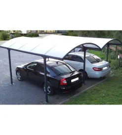 Carport auto in alluminio e policarbonato habrita "car 6048 alrp t" 2 posti 4,85x5,90x2,50 mt