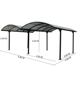 Carport auto in alluminio e policarbonato habrita 