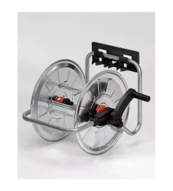 Carrello avvolgitubo a muro manuale in acciaio 50 mt