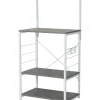 Carrello da cucina con 4 ripiani in metallo bianco e cemento, 60x40x123 cm