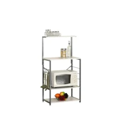Carrello da cucina in metallo bianco e grigio, 60x40x123 cm
