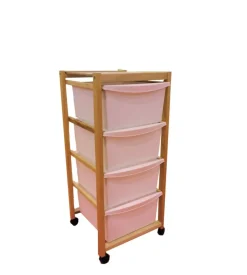 Carrello multifunzione in legno di faggio naturale 37x37x83 cm