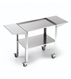 Carrello per plancha in acciaio inox grande, 128,5x46x76 cm - ompagrill