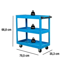 Carrello porta attrezzi easy system 3 ripiani blu 70,5x35,3x66,8 cm