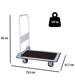 Carrello trasporto pieghevole eurogarden con manico e ruote pivotanti in acciaio portata 150 kg 73,3x47,7x83 cm