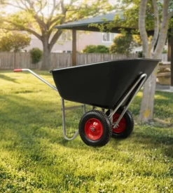 Carriola da giardino eurogarden in acciaio zincato con vasca in polipropilene da 240 litri
