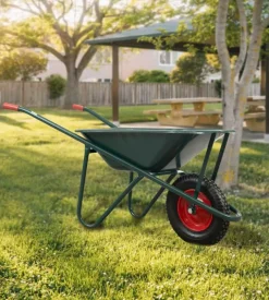 Carriola da giardino eurogarden in acciaio zincato con vasca da 75 litri