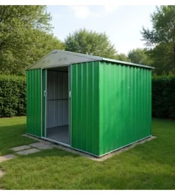 Casetta da esterno in lamiera zincata domus "m" verde con porte scorrevoli 187x173x194 cm