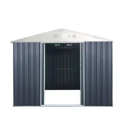 Casetta da esterno in lamiera zincata domus "s" grigia con porte scorrevoli 187x131x194 cm