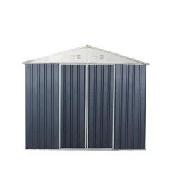 Casetta da esterno in lamiera zincata domus "s" grigia con porte scorrevoli 187x131x194 cm