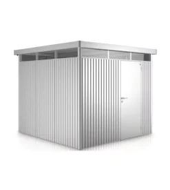 Casetta da giardino biohort "highline h4" in acciaio zincato colore argento metallizzato con porta battente semplice 275x275x222 cm - cod. 83050