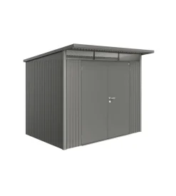 Casetta da giardino biohort "avantgarde a5" in acciaio zincato colore grigio quarzo metallizzato con porta battente doppia 260x220x218 cm