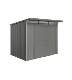 Casetta da giardino biohort "avantgarde a5" in acciaio zincato colore grigio quarzo metallizzato con porta battente semplice 260x220x218 cm