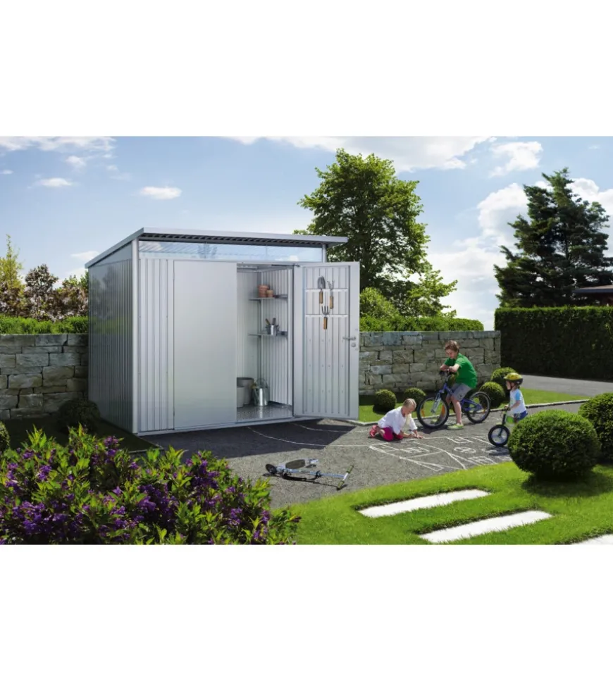 Casetta da giardino biohort "avantgarde a3" in acciaio zincato colore grigio quarzo metallizzato con porta battente semplice 180x300x218 cm