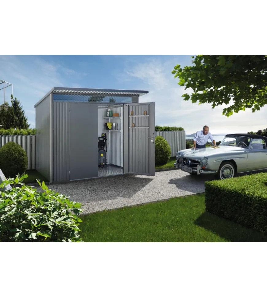 Casetta da giardino biohort "avantgarde a3" in acciaio zincato colore grigio quarzo metallizzato con porta battente semplice 180x300x218 cm
