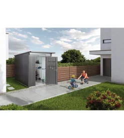 Casetta da giardino biohort "avantgarde a1" in acciaio zincato colore argento metallizzato con porta battente doppia 180x220x218 cm