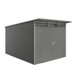 Casetta da giardino biohort "avantgarde a8" in acciaio zincato colore grigio quarzo metallizzato con porta battente doppia 260x380x222 cm