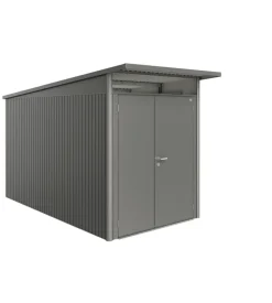 Casetta da giardino biohort "avantgarde a4" in acciaio zincato colore grigio quarzo metallizzato con porta battente doppia 180x380x222 cm