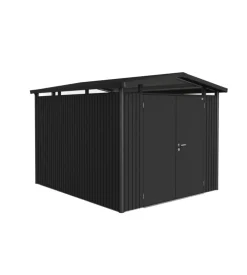 Casetta da giardino biohort "panorama p5" in acciaio zincato colore grigio scuro metallizzato con porta battente doppio 273x318x227 cm - cod. 14069