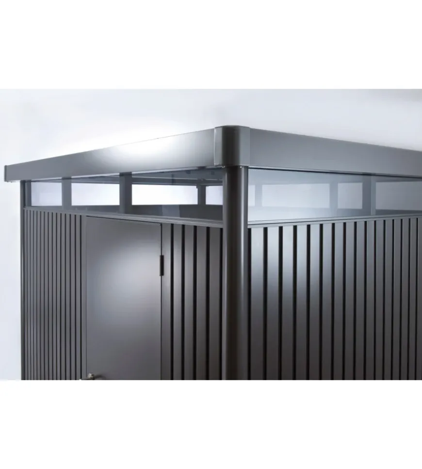 Casetta da giardino biohort "highline h2" in acciaio zincato colore grigio scuro metallizzato con porta battente semplice 275x195x222 cm - cod. 84030