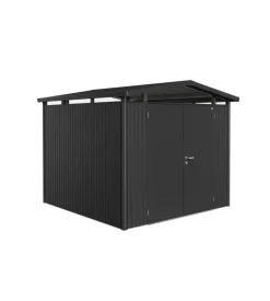 Casetta da giardino biohort "panorama p4" in acciaio zincato colore grigio scuro metallizzato con porta battente doppio 273x278x227 cm - cod. 14059