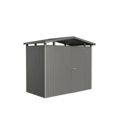 Casetta da giardino biohort "panorama p1" in acciaio zincato colore grigio quarzo metallizzato con porta battente semplice 273x158x227 cm - cod. 18020