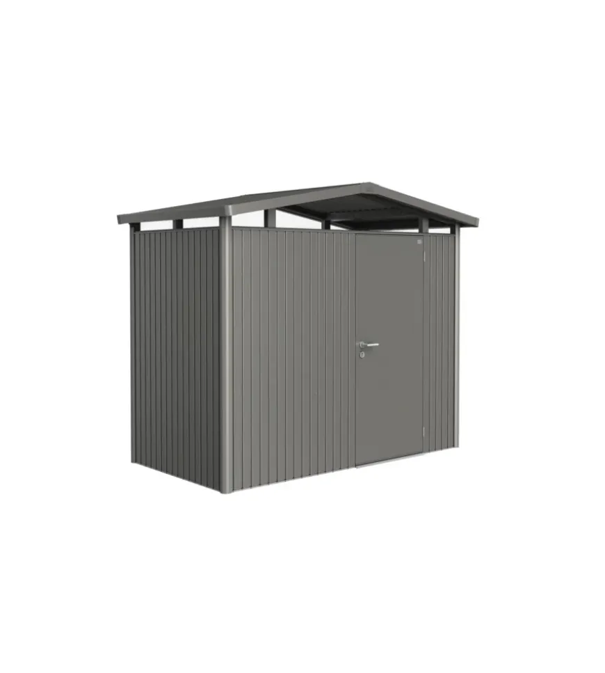 Casetta da giardino biohort "panorama p1" in acciaio zincato colore grigio quarzo metallizzato con porta battente semplice 273x158x227 cm - cod. 18020