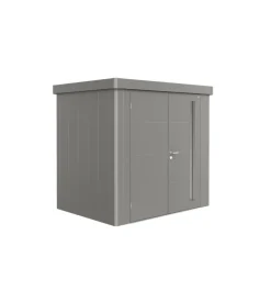 Casetta da giardino biohort "neo 1b" in acciaio zincato colore grigio quarzo metallizzato con porta battente doppio 236x180x222 cm - cod. 87060