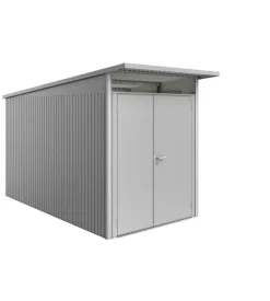 Casetta da giardino biohort "avantgarde a4" in acciaio zincato colore argento metallizzato con porta battente doppia 180x380x222 cm