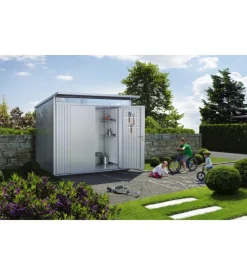Casetta da giardino biohort "avantgarde a1" in acciaio zincato colore argento metallizzato con porta battente semplice 180x220x218 cm