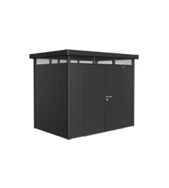 Casetta da giardino biohort "highline h2" in acciaio zincato colore grigio scuro metallizzato con porta battente doppio 275x195x222 cm - cod. 84039