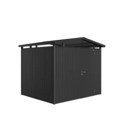 Casetta da giardino biohort "panorama p3" in acciaio zincato colore grigio scuro metallizzato con porta battente semplice 273x238x227 cm - cod. 14040
