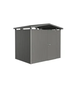 Casetta da giardino biohort "panorama p2" in acciaio zincato colore grigio quarzo metallizzato con porta battente semplice 273x198x227 cm - cod. 18030
