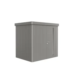Casetta da giardino biohort "neo 1b" in acciaio zincato colore grigio quarzo metallizzato con porta battente semplice 236x180x222 cm - cod. 87029