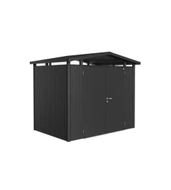 Casetta da giardino biohort "panorama p2" in acciaio zincato colore grigio scuro metallizzato con porta battente doppio 273x198x227 cm - cod. 14039