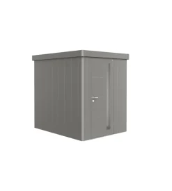 Casetta da giardino biohort "neo 2a" in acciaio zincato colore grigio quarzo metallizzato con porta battente semplice 180x236x222 cm - cod. 87006