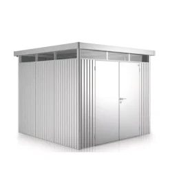 Casetta da giardino biohort "highline h4" in acciaio zincato colore argento metallizzato con porta battente doppio 275x275x222 cm - cod. 83059