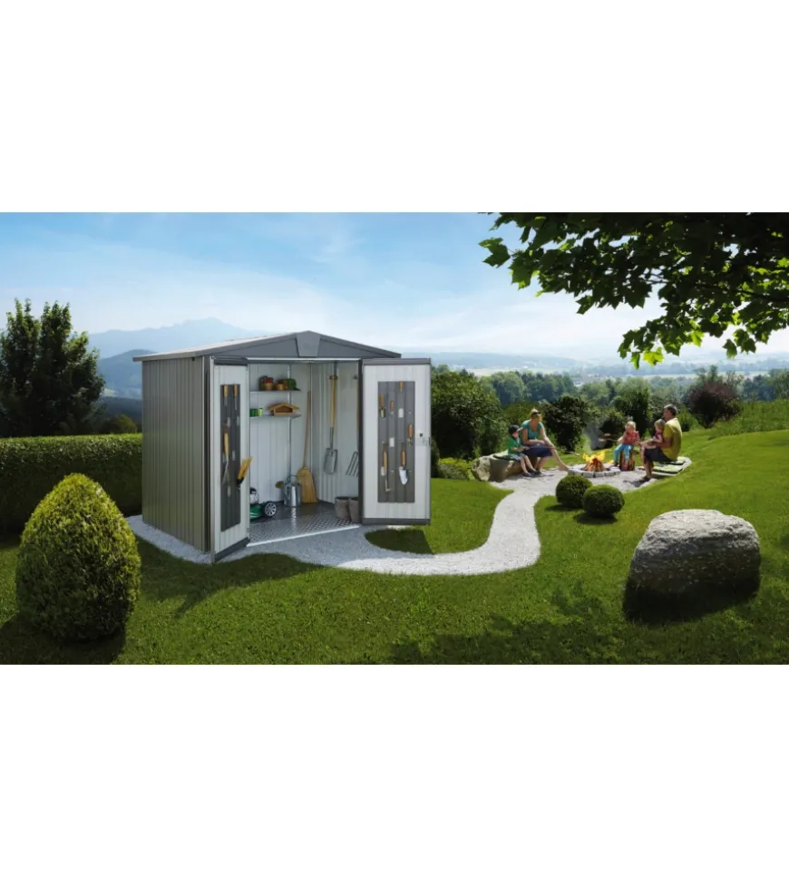 Casetta da giardino biohort "europa 2a" in acciaio zincato colore argento metallizzato 244x84x203 cm