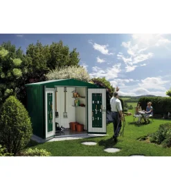 Casetta da giardino biohort "europa  4" in acciaio zincato colore grigio scuro metallizzato 244x228x203 cm