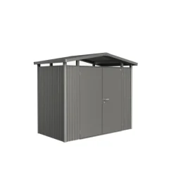 Casetta da giardino biohort "panorama p1" in acciaio zincato colore grigio quarzo metallizzato con porta battente doppio 273x158x227 cm - cod. 18029
