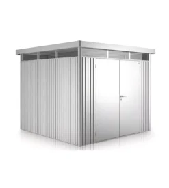 Casetta da giardino biohort "highline h3" in acciaio zincato colore argento metallizzato con porta battente doppio 275x235x222 cm - cod. 83049