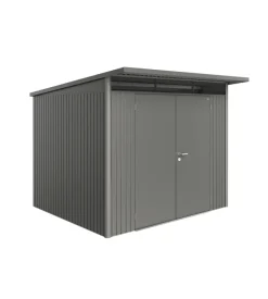 Casetta da giardino biohort "avantgarde a6" in acciaio zincato colore grigio quarzo metallizzato con porta battente doppia 260x260x218 cm