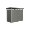 Casetta da giardino biohort "highline h1" in acciaio zincato colore grigio quarzo metallizzato con porta battente doppio 275x155x222 cm - cod. 88029