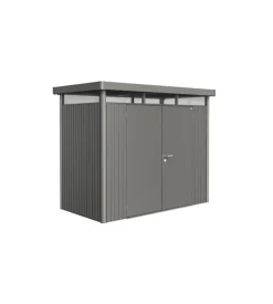 Casetta da giardino biohort "highline h1" in acciaio zincato colore grigio quarzo metallizzato con porta battente doppio 275x155x222 cm - cod. 88029