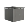 Casetta da giardino biohort "highline h4" in acciaio zincato colore grigio quarzo metallizzato con porta battente doppio 275x275x222 cm - cod. 88059