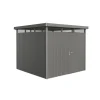 Casetta da giardino biohort "highline h4" in acciaio zincato colore grigio quarzo metallizzato con porta battente semplice 275x275x222 cm - cod. 88050