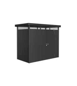Casetta da giardino biohort "highline h1" in acciaio zincato colore grigio scuro metallizzato con porta battente semplice 275x155x222 cm - cod. 84020
